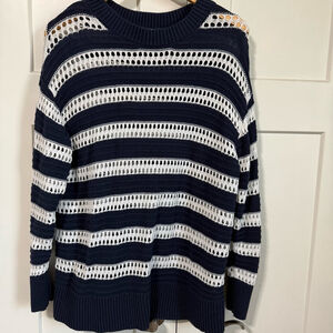 Ava & Viv Navy and White Striped Women's Sweater size XXL